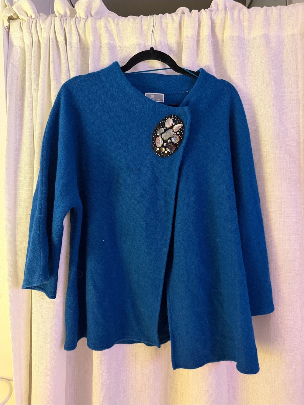 JM Embellished Teal Blue Open Cardigan